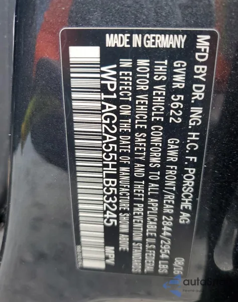 2017 Porsche Macan Gts from USA, damaged, VIN WP1AG2A55HLB53245